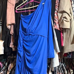 Elegant Blue One-Shoulder Dress